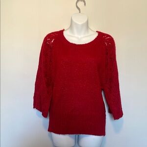 NWT Women’s  Anna red sweater, 3/4 sleeves sz med